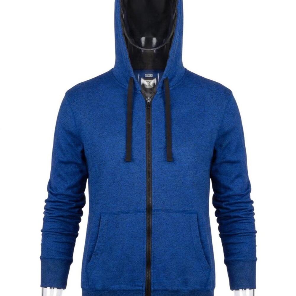 OP Ocean Pacific Hoodie Mens S Royal Blue Heather Zip up Cotton Blend Surf Skate